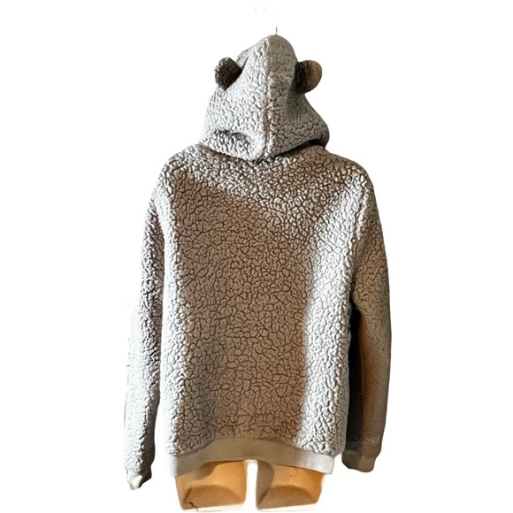 Ladies large Aeropostale gray Sherpa zip up hoodie with adorable bear ears warm - Picture 13 of 16